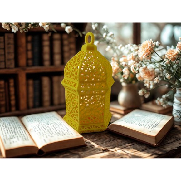 Yellow Moroccan Style tea light LED Decorative Lantern - Picture 11 of 11